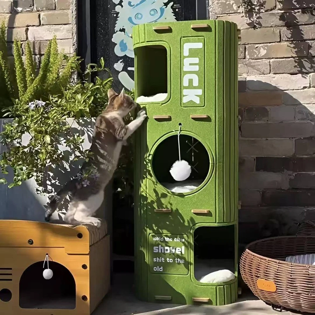 多层猫窝四季通用猫爬架树洞窝高颜值毛毡猫抓板宠物猫咪绿色猫屋