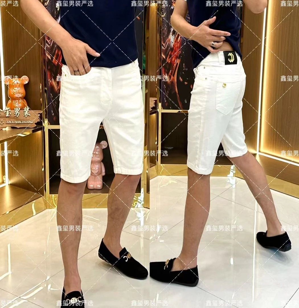 男士牛仔短裤时尚简约弹力牛仔短裤夏季韩版百搭白色牛仔短裤薄款