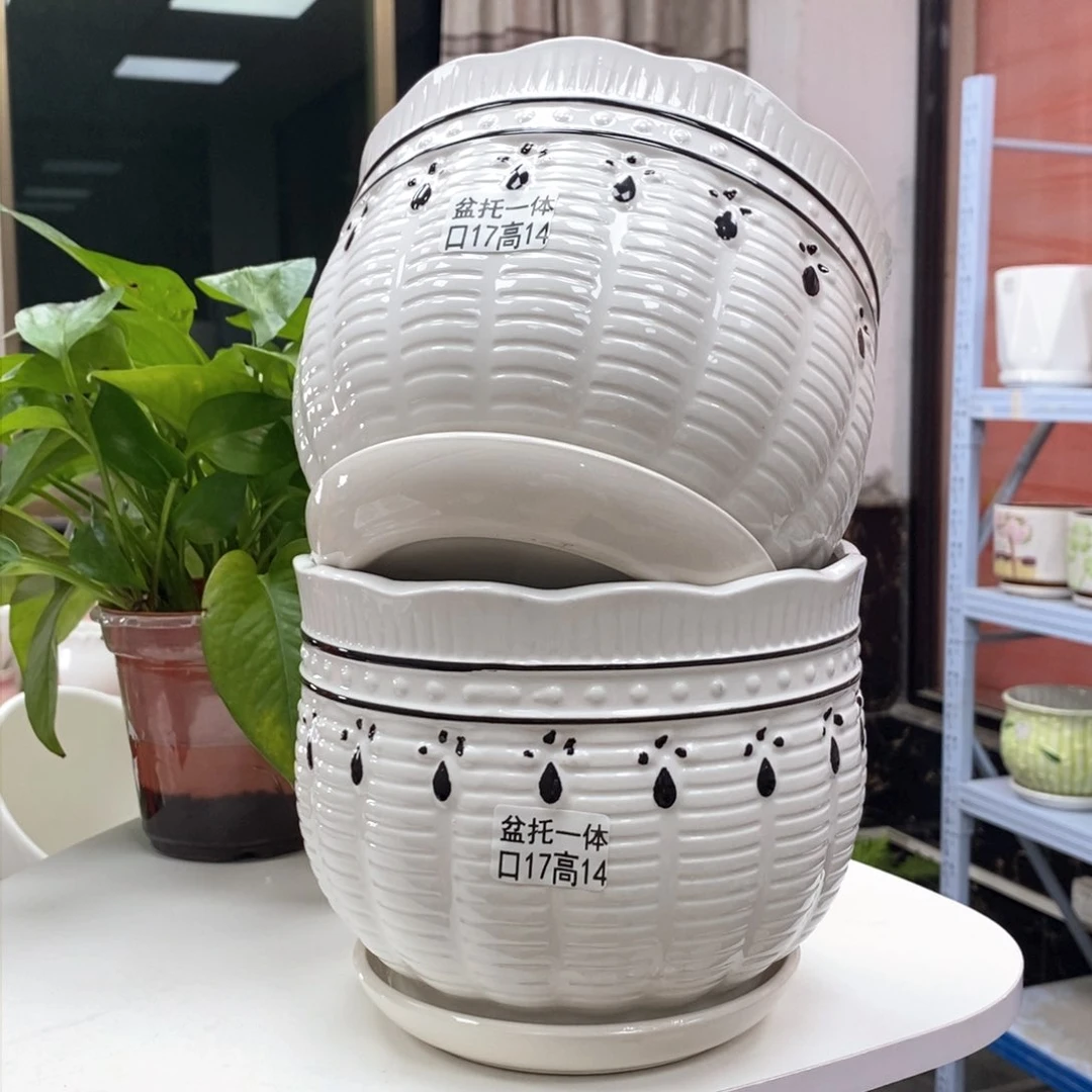 陶瓷@陶瓷花盆@@黑白配