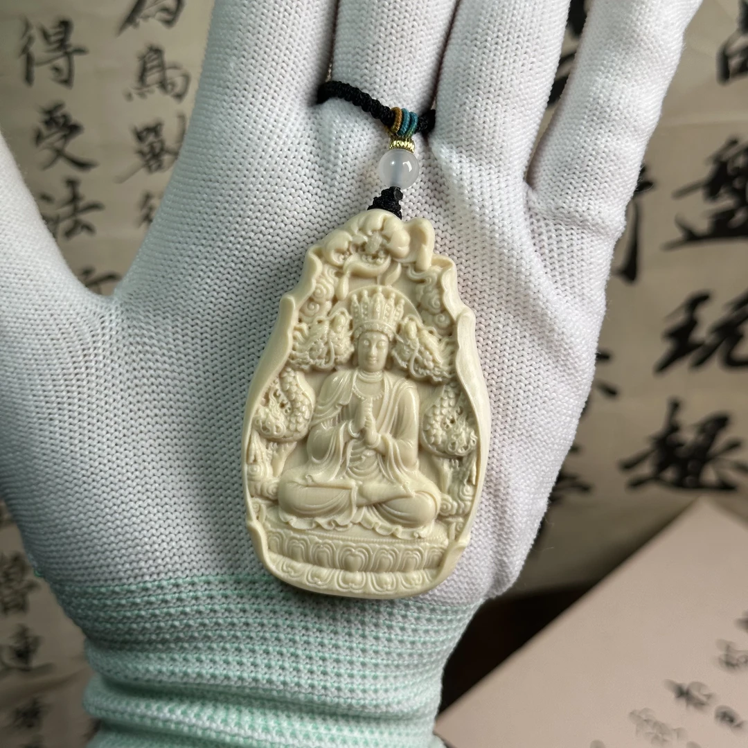 D803天然猛犸八大守护佛牌吊坠项链