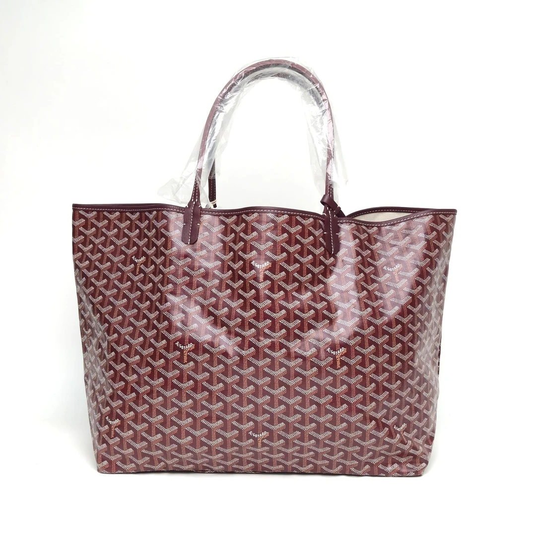99新 Goyard 【黑黑】购物袋 子母包 40 大号 酒红色 PVC 银扣