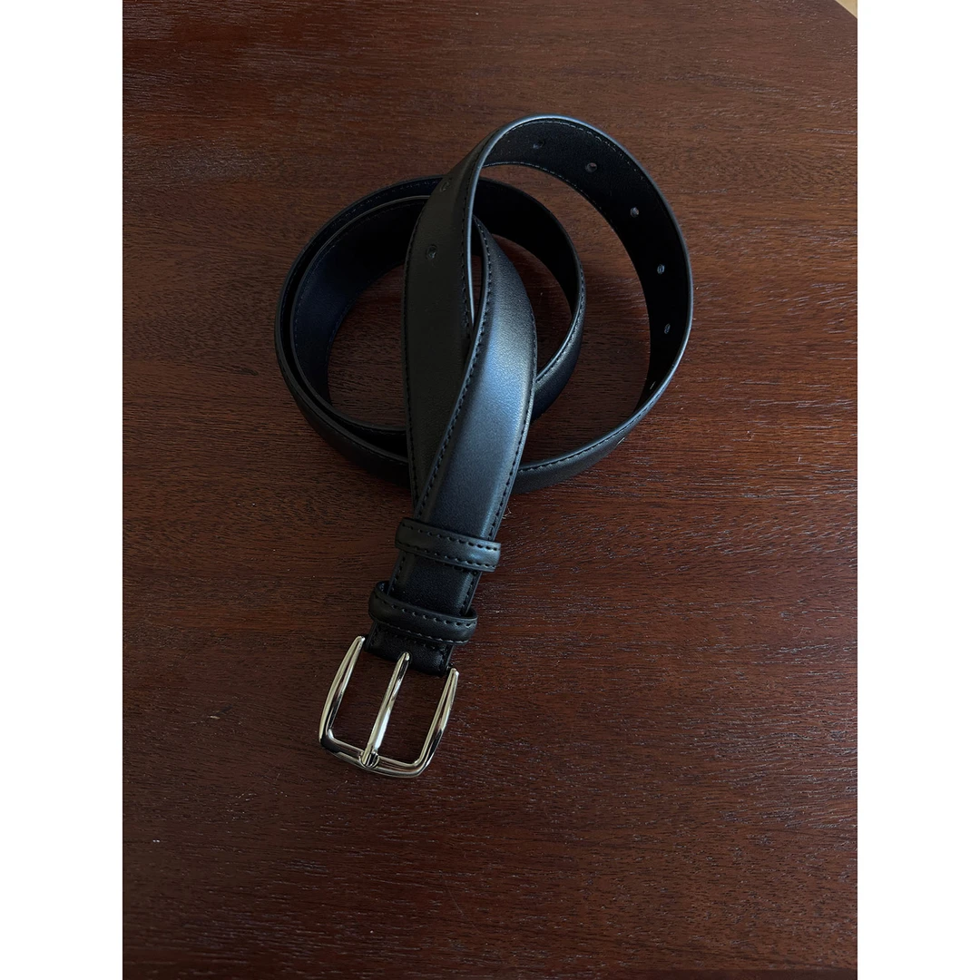 19studio WAYNEPRINCE日常经典款黑色皮带中性金属扣腰带男女通用