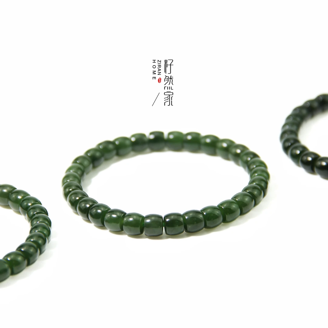 天然和田玉碧玉手串辣绿色精工直切极限弧7mm无黑（多样性发其一）