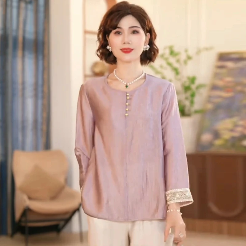 2025新款妈妈装春夏时尚气质中年女装宽松新中式小衫