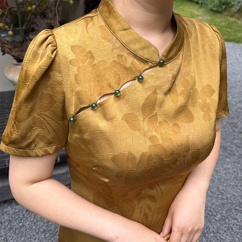 轻轻叶逐大码旗袍改良古典风新中式夏季新款日常修身气质大码旗