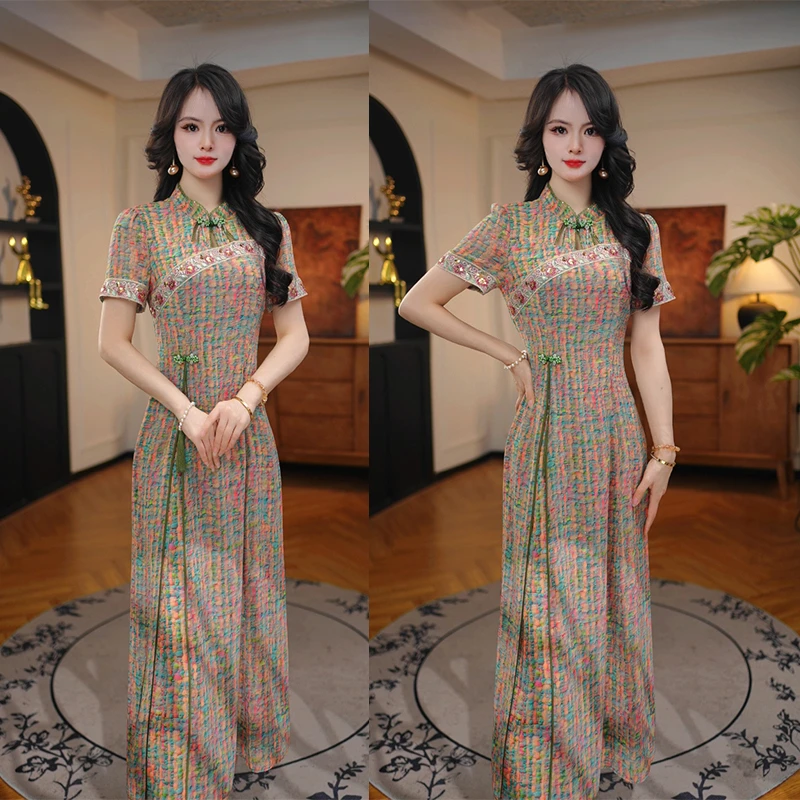【绿茵缤纷】新2025年夏季新款旗袍连衣裙气质高贵轻奢高端不挑人