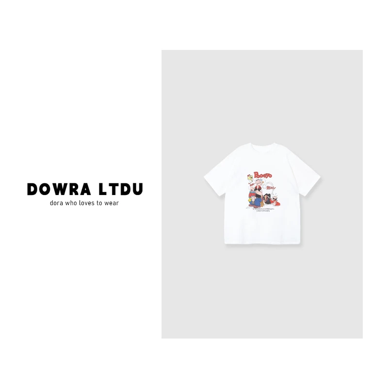 朵拉【大力水手】2025年春季新款圆领卡通字母百搭短袖T恤女243-053