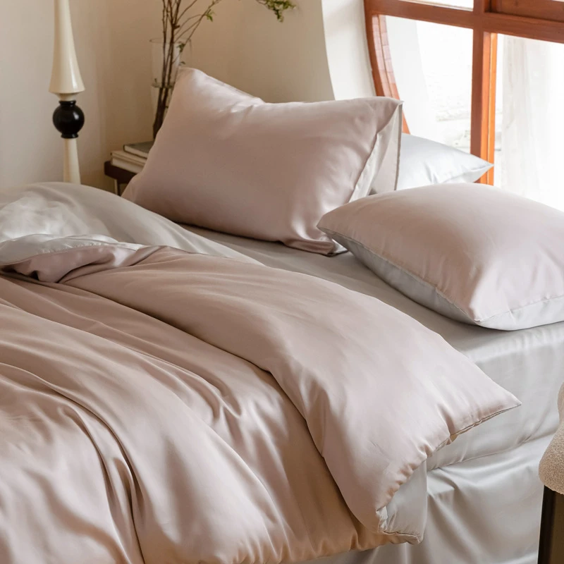 轻奢60支天丝四件套夏季纯色裸睡冰丝床单被套莱赛尔床上用品轻奢