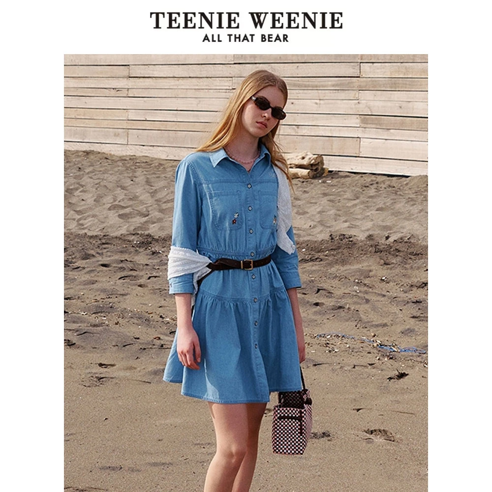 *TeenieWeenie小熊25夏季新款活力少女时髦翻领连衣裙TTOJ252502T