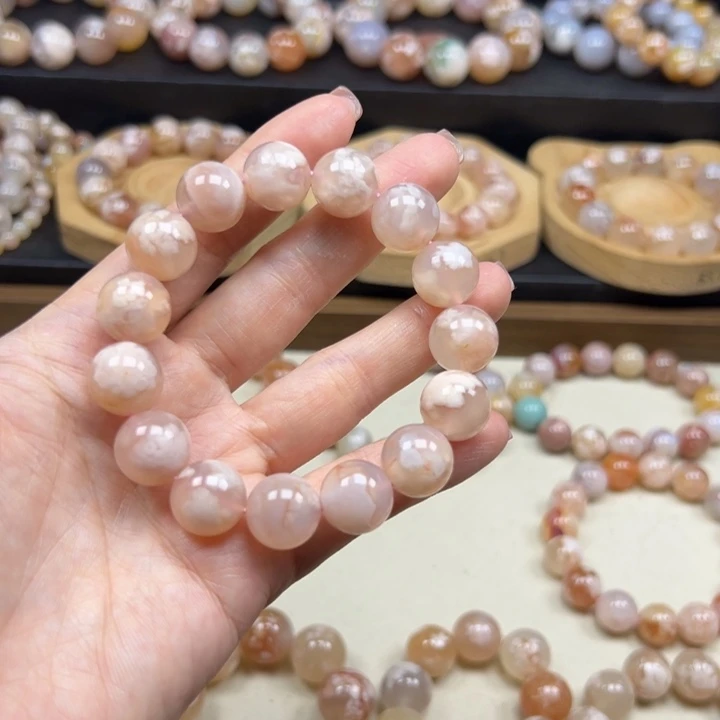 玛瑙/玉髓未镶嵌手链13mm 粉