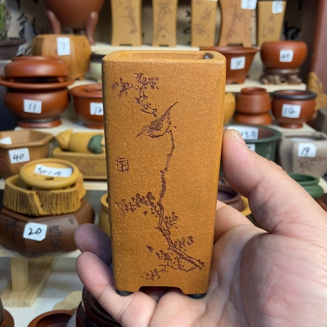 紫砂花盆苏兵,内口经尺寸4.5×11