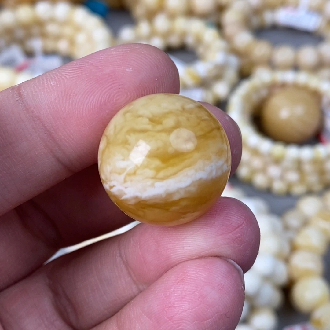 蜜蜡未镶嵌珠宝奇石 6.8g虎皮纹 23mm