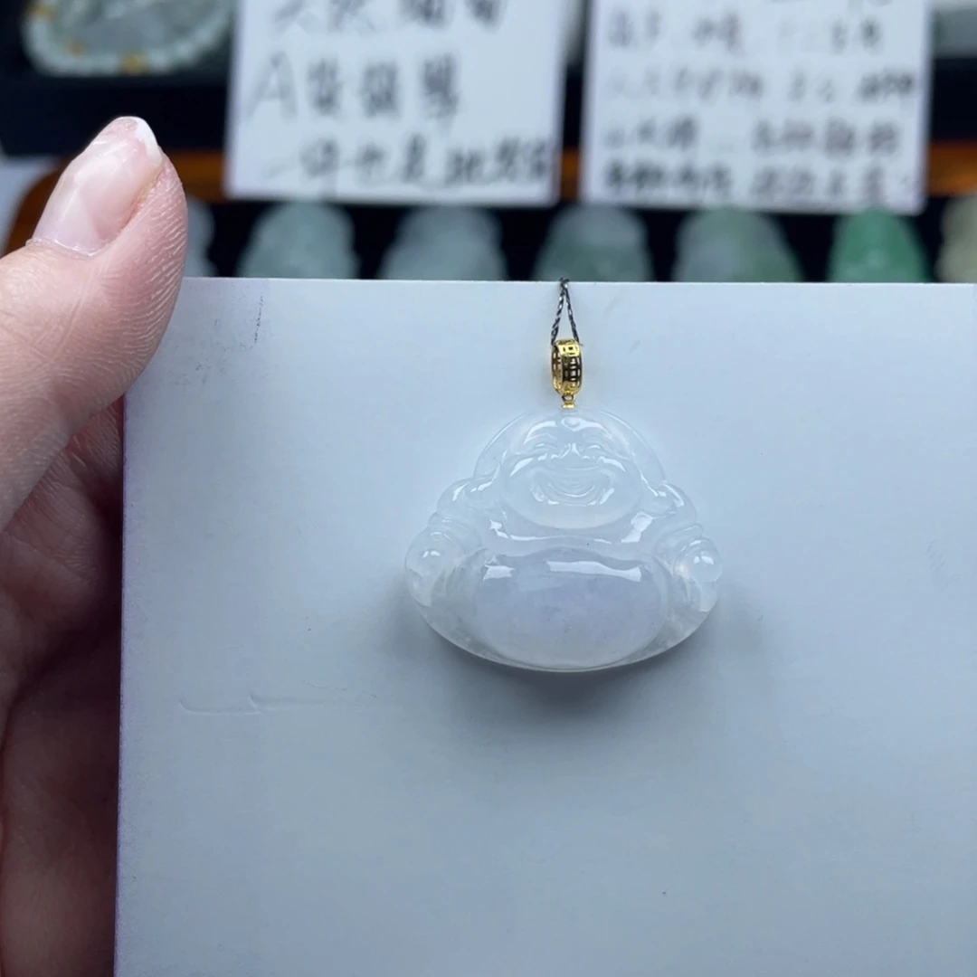 翡翠颈饰18K金镶嵌佛公