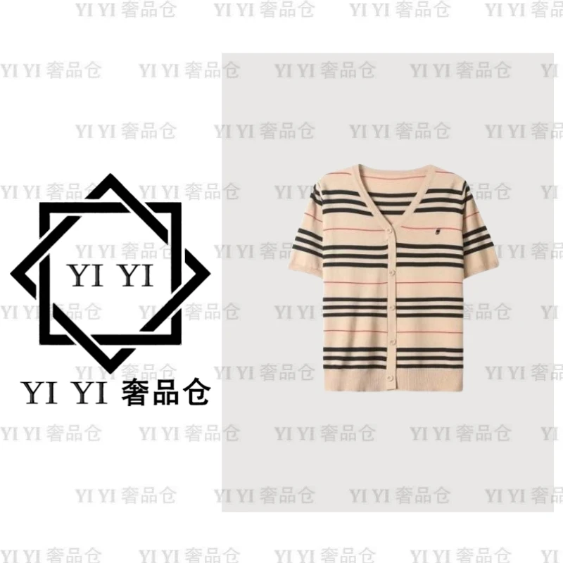 【YI YI/周一一奢品】 轻奢重工刺绣毛衣撞色条纹针织衫套头冰丝衫