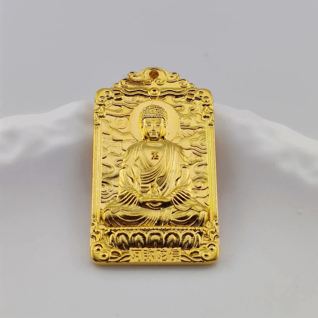 铜合金吊坠 复古风古法实心阿弥陀佛牌 铜合金饰品