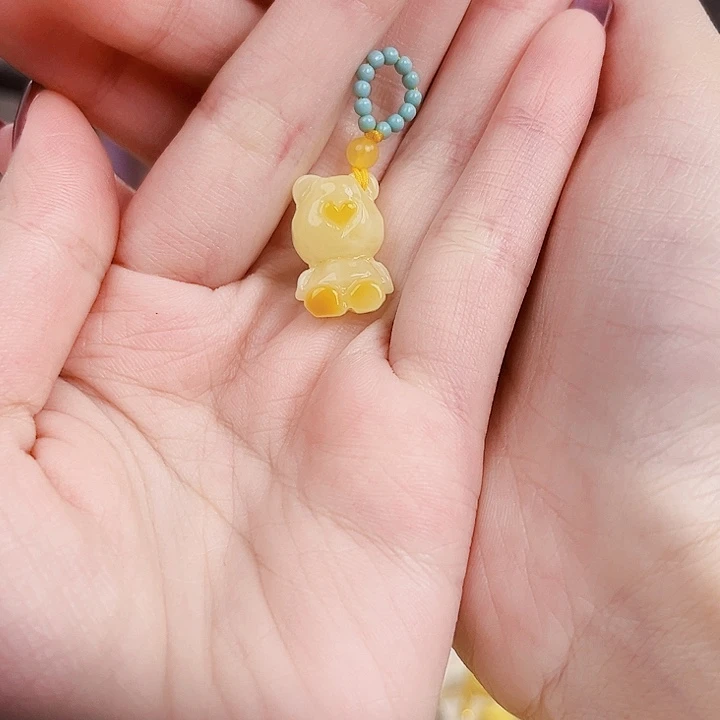 未镶嵌琥珀裸石小熊滴流吊坠