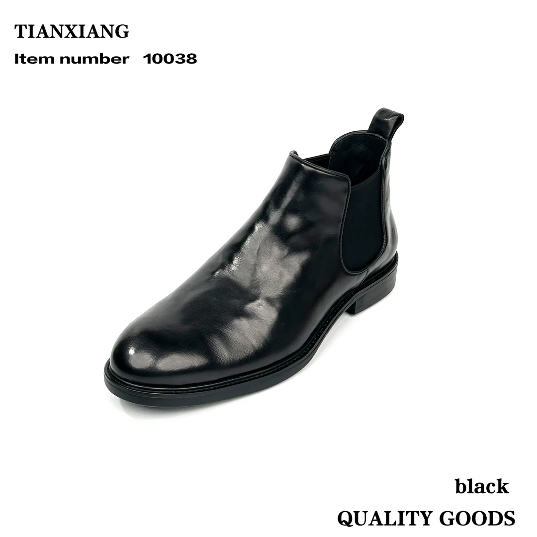 圆头冬季松紧带休闲平跟休闲皮鞋时尚秋冬皮靴英伦风