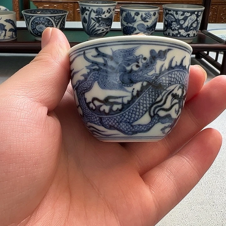 明续幽蓝，龙纹缸杯