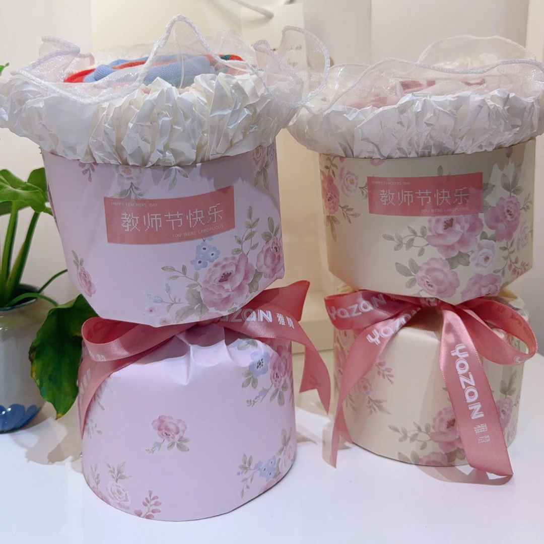雅赞教师节毛巾花束 两条大毛巾三层纱34*72送手提袋 包装可定制