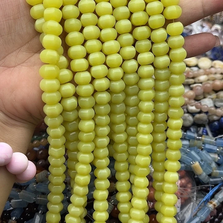 玛瑙/玉髓未镶嵌珠宝半成品一条12mm柠檬玉灯笼珠