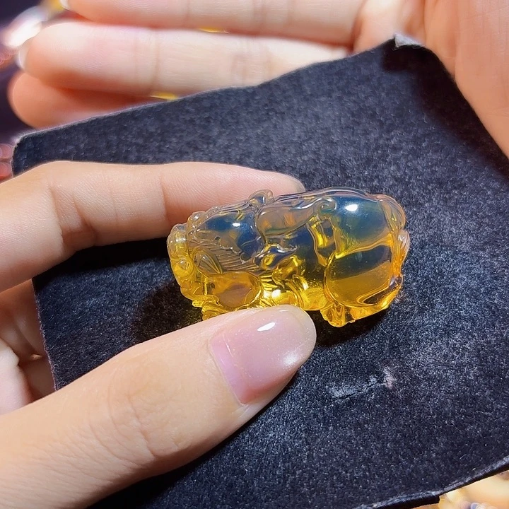 蓝珀未镶嵌珠宝奇石墨西哥蓝珀貔貅