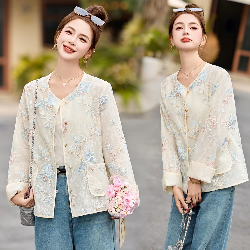 新中式复古重工刺绣外套女2025年春季新款高级感国风气质短款上衣