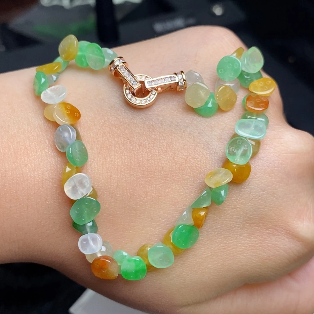 翡翠未镶嵌手链多宝小莲蓬