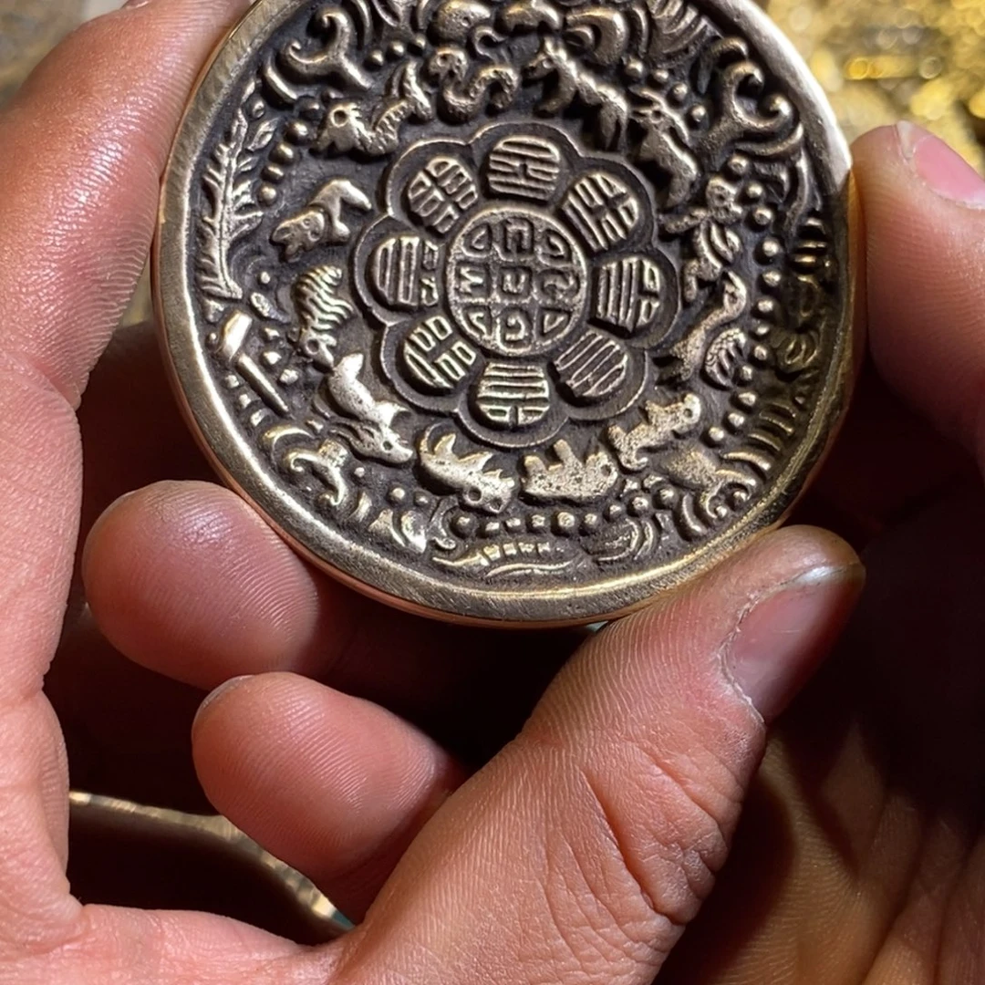 ***铜合金青铜霸王雄九宫八卦牌