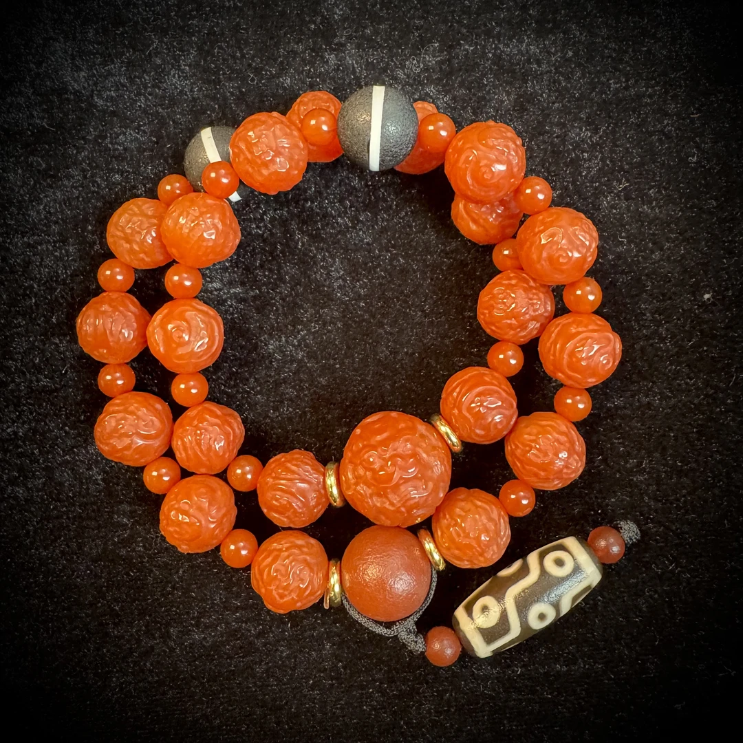 YYS081-天珠牛血红1.3m多圈手串男女设计款