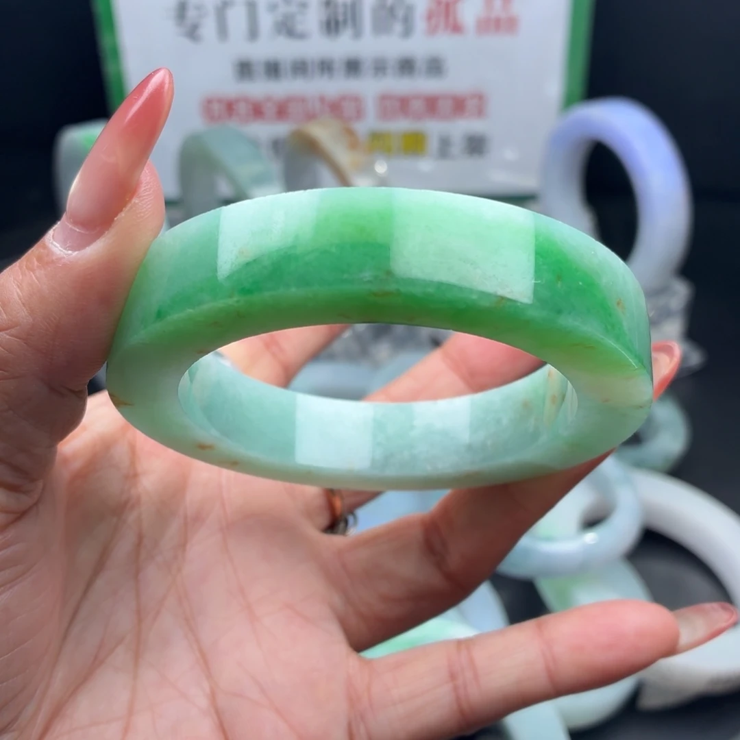 定制翡翠未镶嵌正圈天然翡翠手镯定金链接