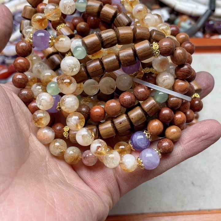 玛瑙/玉髓合金珠宝半成品一条8mm黄塔晶手串