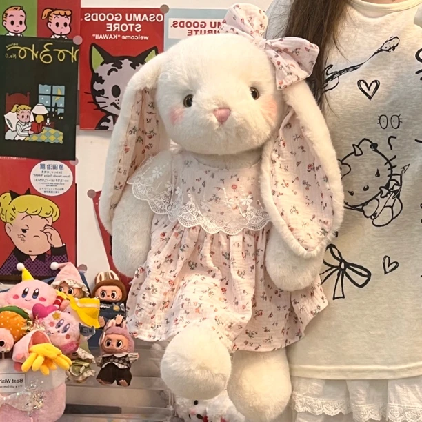 【高定】奈奈熊玩偶原创手工碎花裙垂耳兔毛绒玩具大兔子玩偶送女友