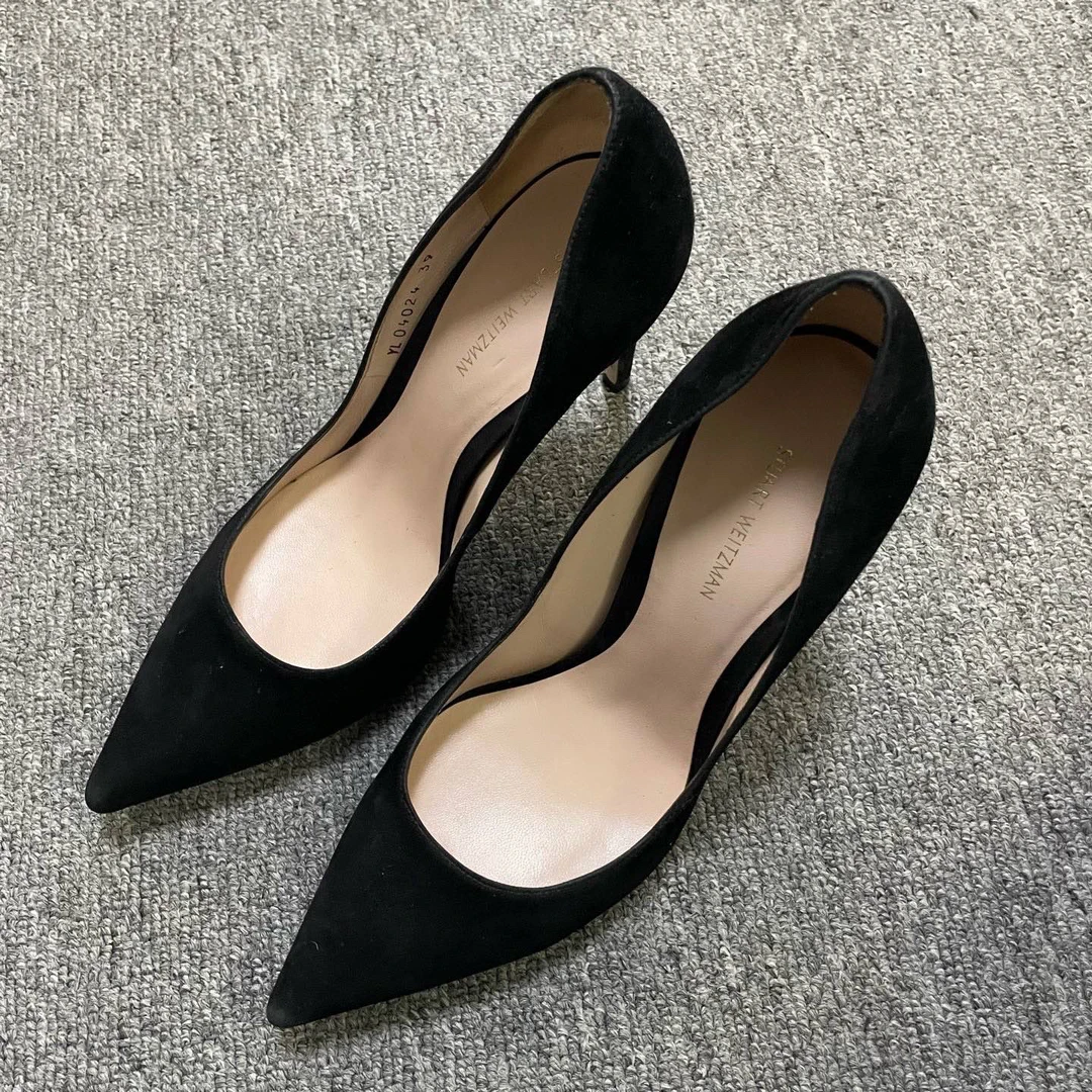 95新 StuartWeitzman SW Stuart尖头套脚细跟高跟鞋 39码/09059