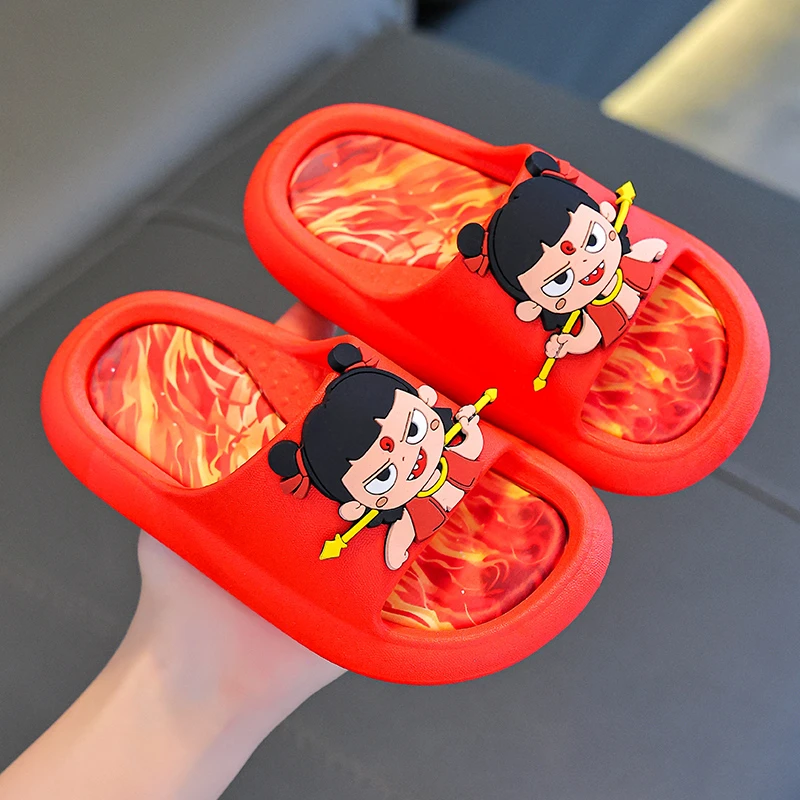 哪吒夏季儿童凉拖鞋男女童防滑软底敖丙中大童沙滩小孩洗澡凉拖鞋