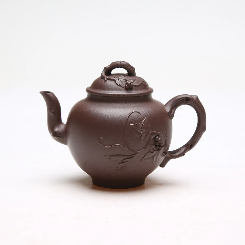葡萄壶140CC手工贴花宜兴紫砂壶黄龙山原矿紫泥精工半手工制作