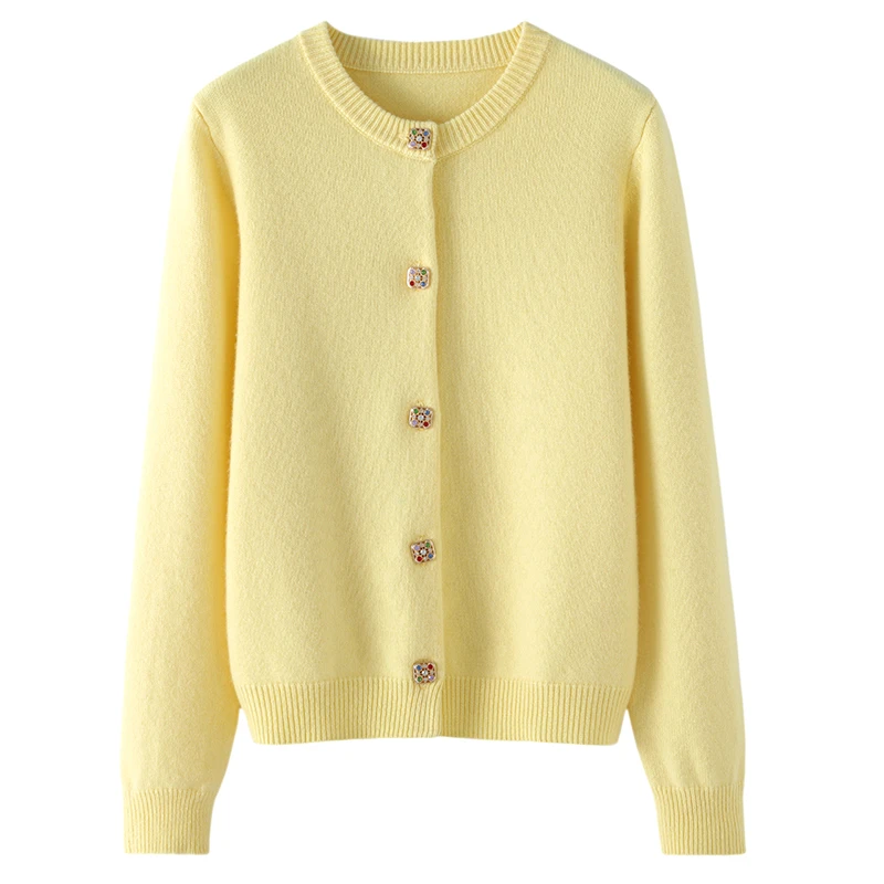 【多彩扣子】100%山羊绒春日羊绒开衫