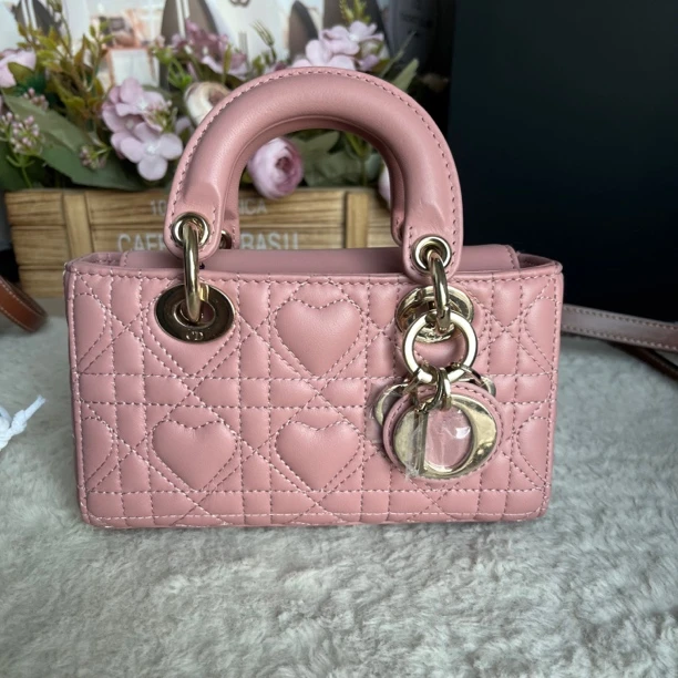 99新 DIOR/迪奥 干枯玫瑰粉横版mini戴妃