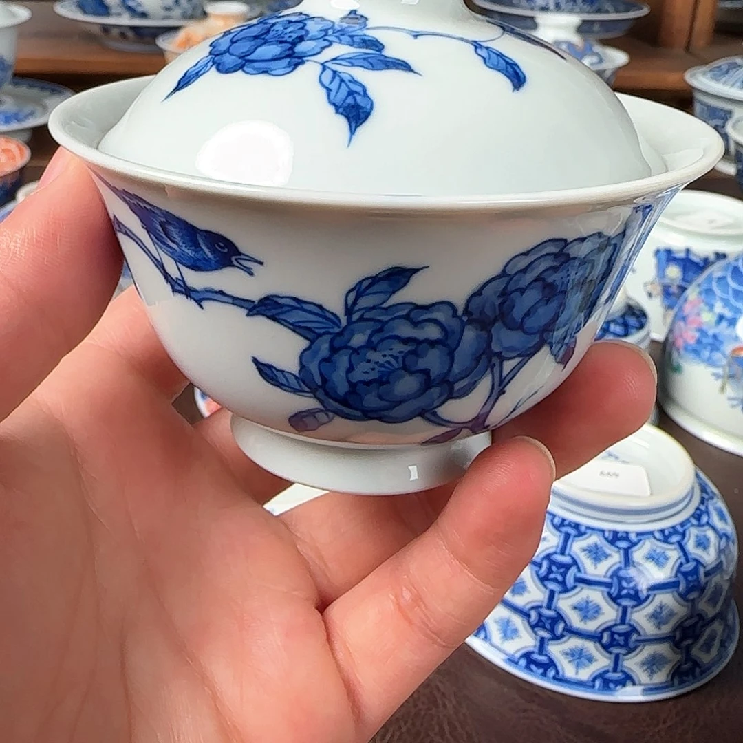 杯青花釉下两才盖碗