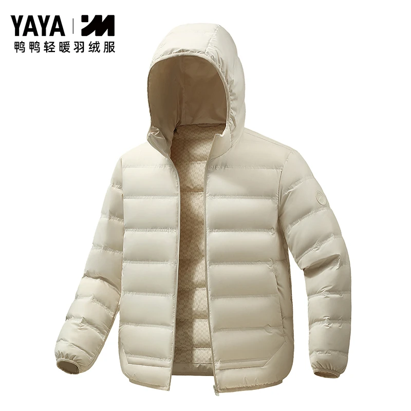 鸭鸭漫步轻薄羽绒服男女同款2025秋冬季运动户外保暖连帽外套9512
