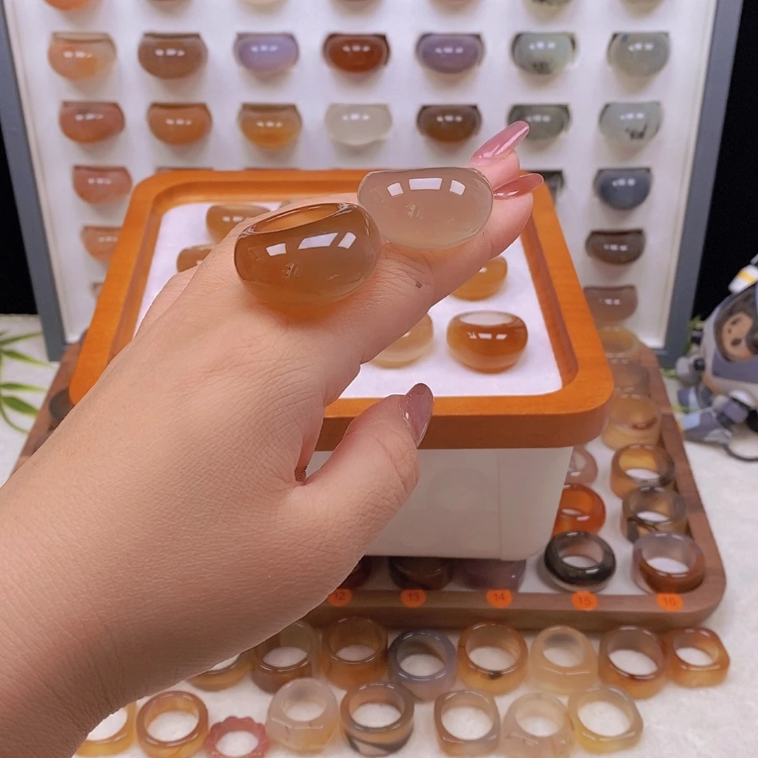 ****落玛瑙/玉髓未镶嵌戒指港20