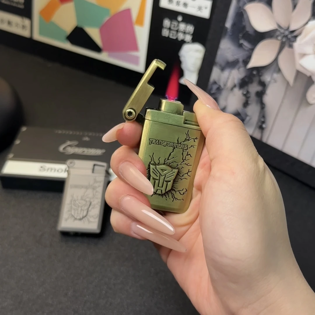 变形金刚浮雕防风金属打火机 YR801充气红火电子充气款送男友创意