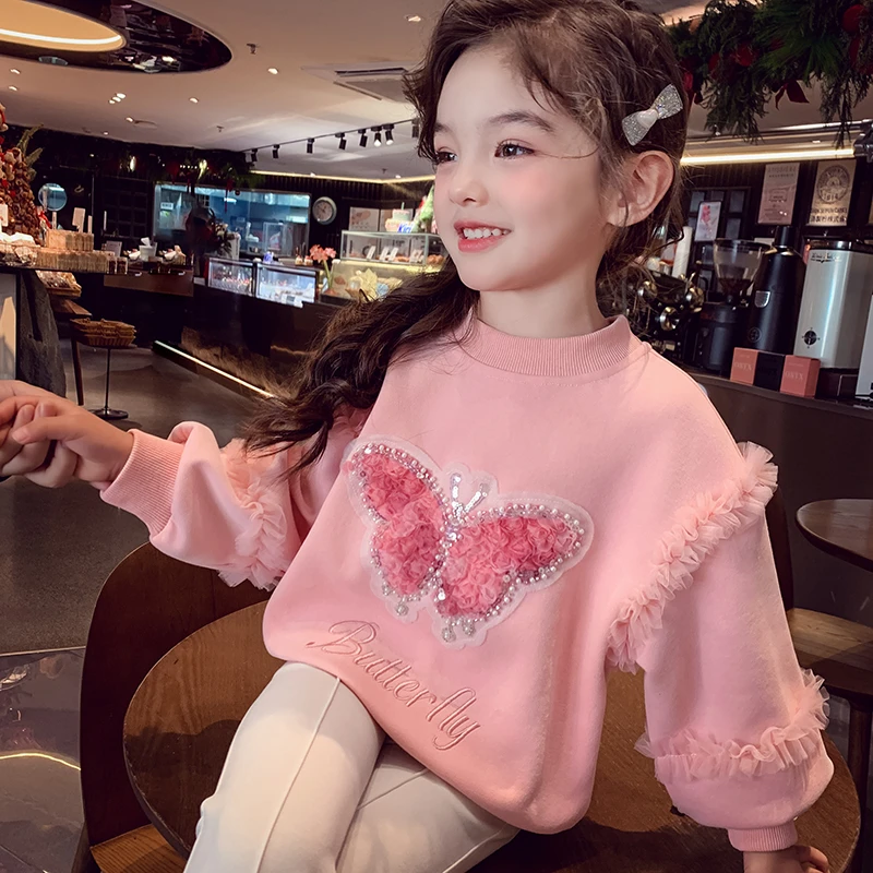 女童卫衣春装2025新款洋气儿童百搭韩版卡通套头衫女孩休闲打底衫