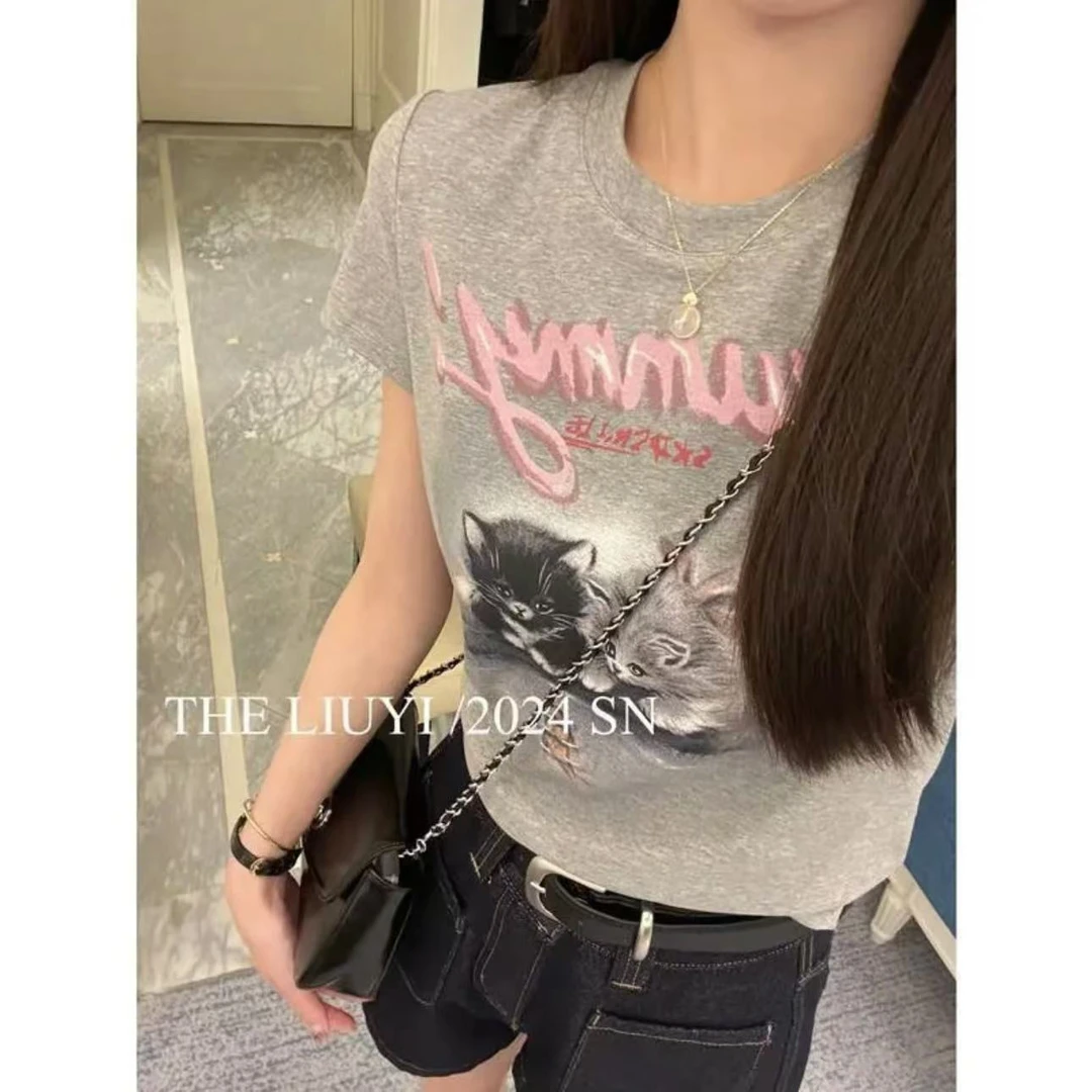 【LIUYI】猫咪T～夏季减龄短袖T恤44114