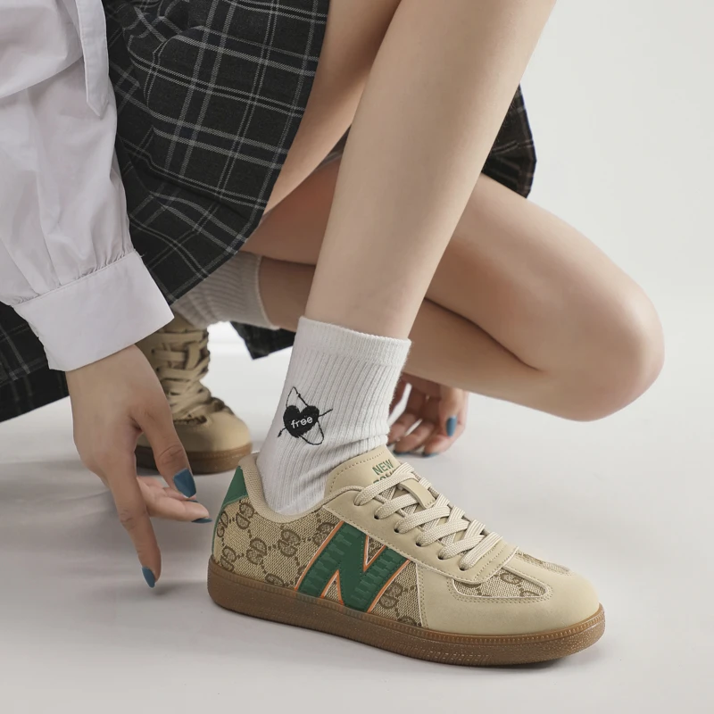 NEW BOLUNE/新百伦复古夏季低帮老花厚底板鞋女运动鞋休闲鞋328