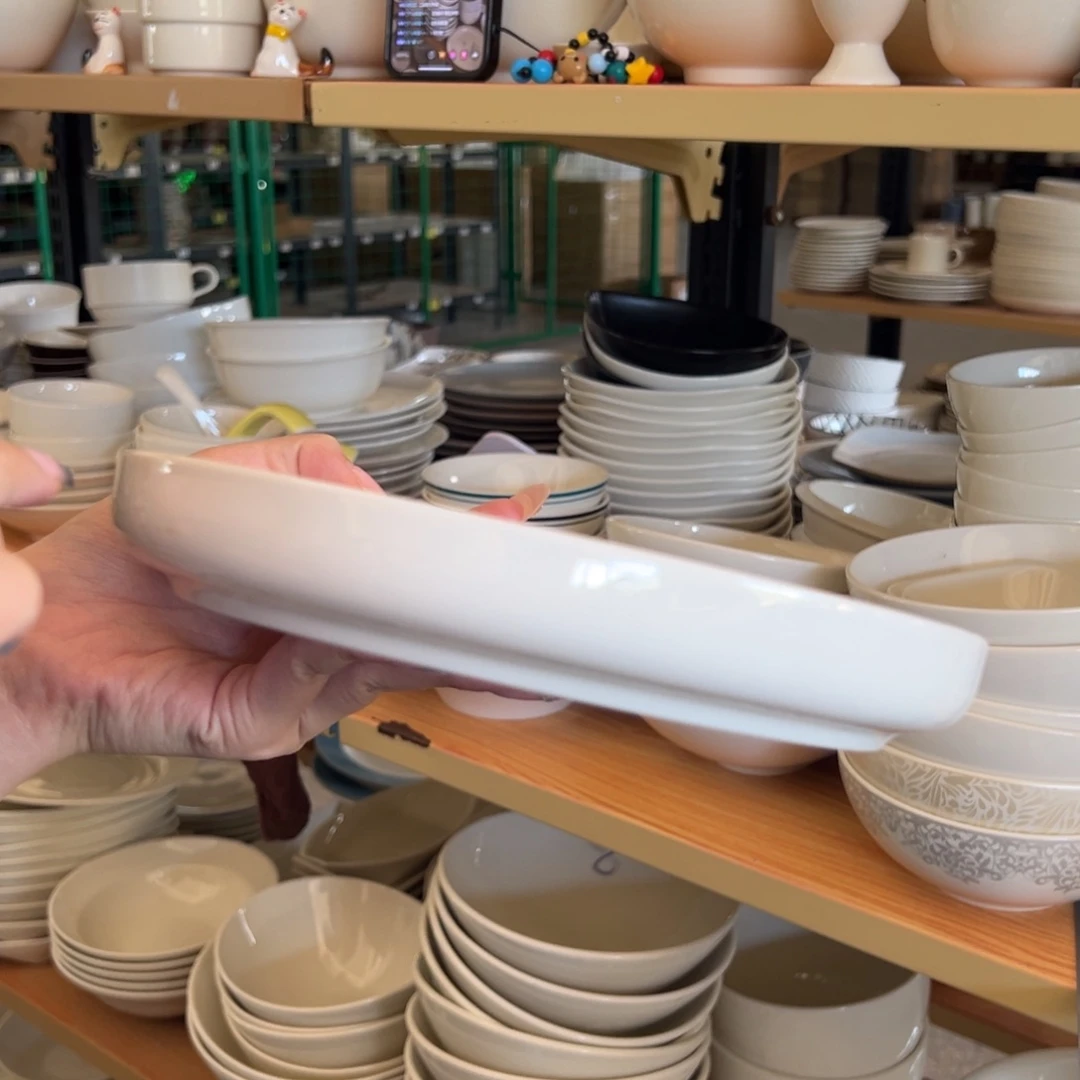 新骨瓷12微瑕暖白 8寸高边钵形深盘