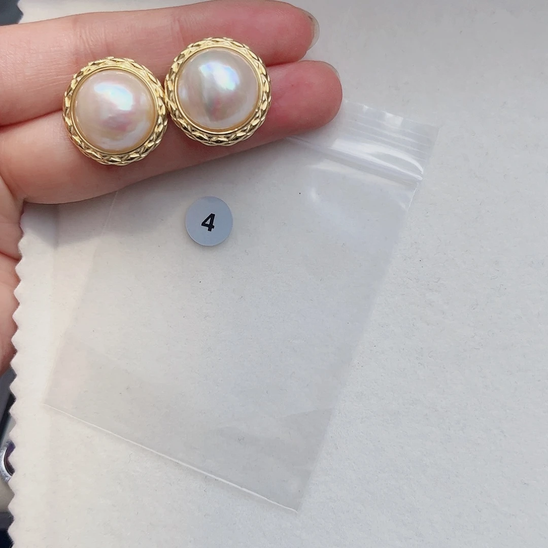 耳饰银S925镶嵌拼合珍珠（马贝珠）