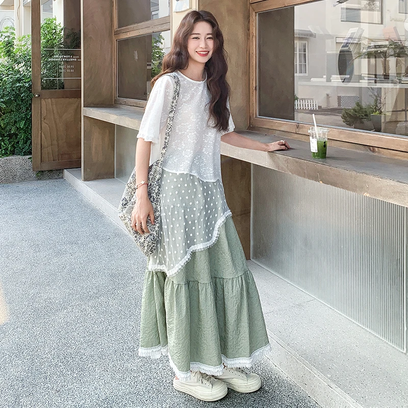 新款蕾丝拼接套裙连衣裙099-10130-P155-K238