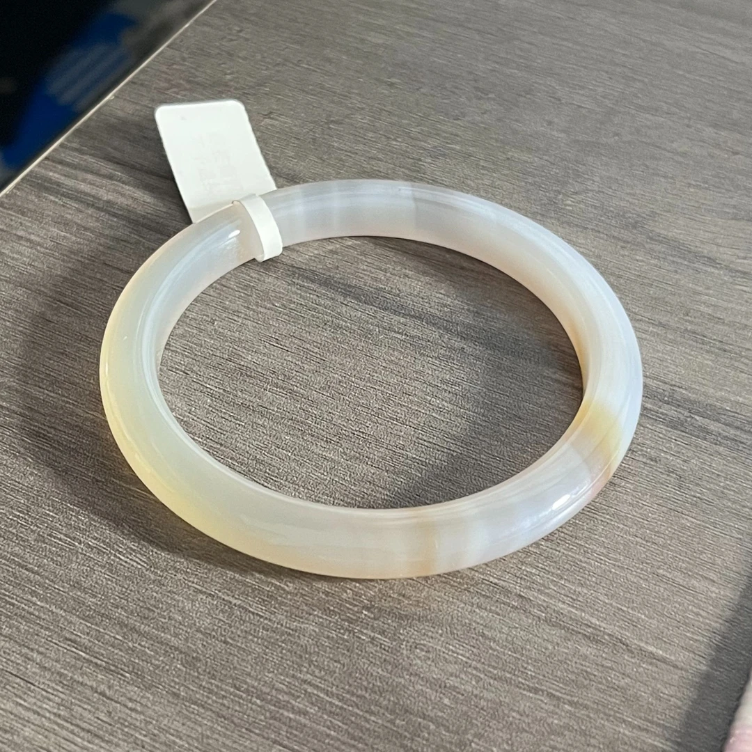 天然玛瑙灰金渐变细条~59+圈口（纹线介意勿拍）