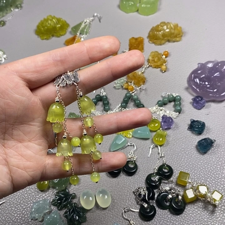 蛇纹石玉未镶嵌挂件耳饰耳环项链