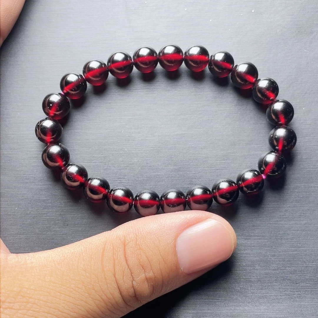 石榴石手链未镶嵌8.0MM毕业级酒红单圈天花板10A级